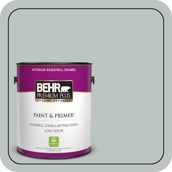 BEHR PREMIUM PLUS 1 gal. #ICC-47 Pewter Tray Eggshell Enamel Low Odor Interior Paint & Primer