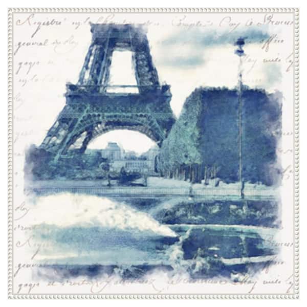 Amanti Art Paris in Blue I by Noah Bay 30 in. W x 30 in. H. Canvas Wall Art Print Framed in White
