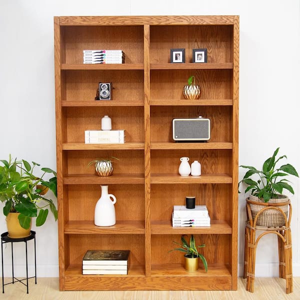 Concepts In Wood 84 in. Dry Oak Wood 12-shelf Standard Bookcase with Adjustable Shelves