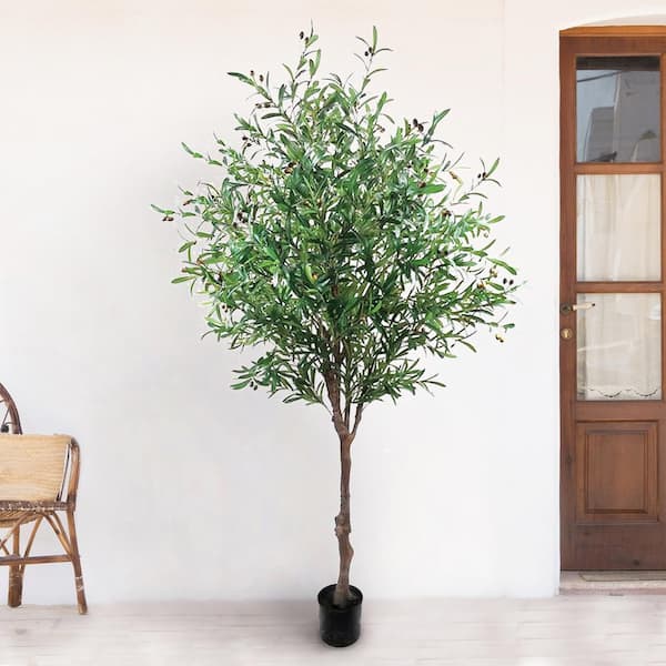 LIVING LUXURY 7.5 ft. Artificial Olive Tree in Pot