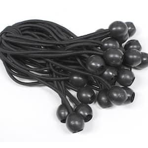 8 in. Ball Bungee Cord, Cord is 16 in. Stretched and 1 in. Plastic Ball, 25-Piece, Black, Ball-25