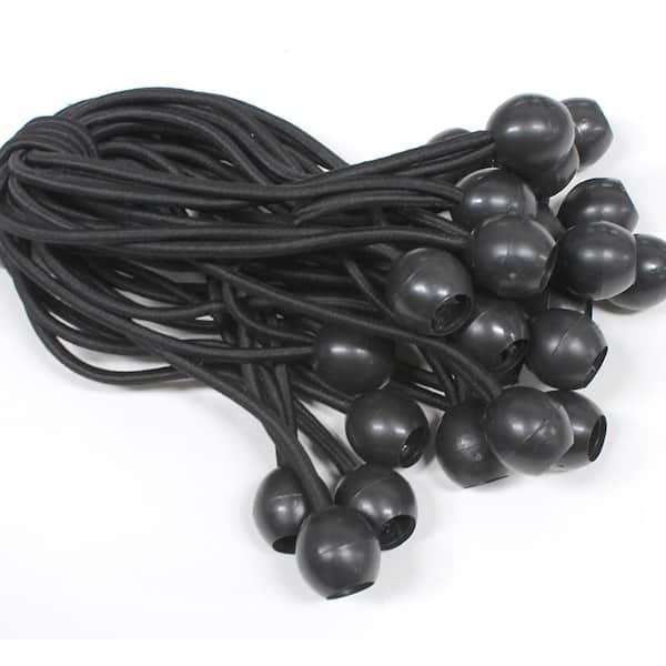 King Canopy 8 in. Ball Bungee Cord, Cord is 16 in. Stretched and 1 in. Plastic Ball, 25-Piece, Black, Ball-25