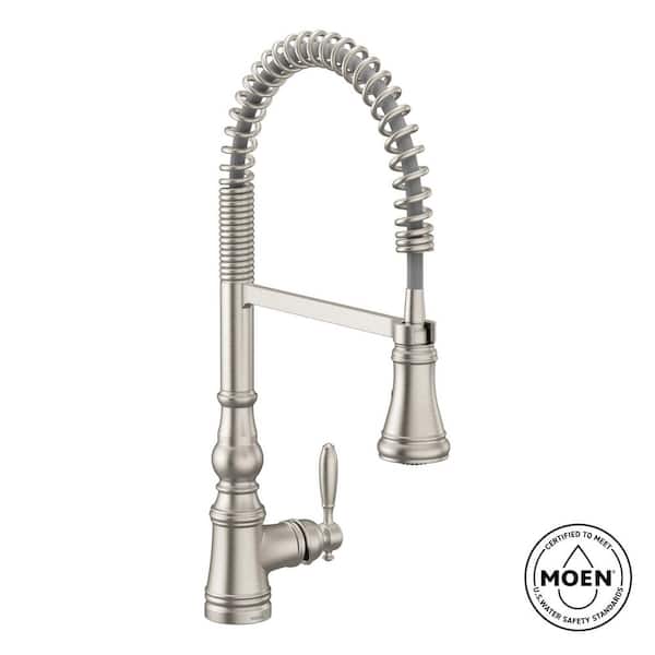 Weymouth Spot Resist Stainless 21.75 in. H Spring Pull Down Sprayer Kitchen Faucet with 360 Degree Spout Swivel