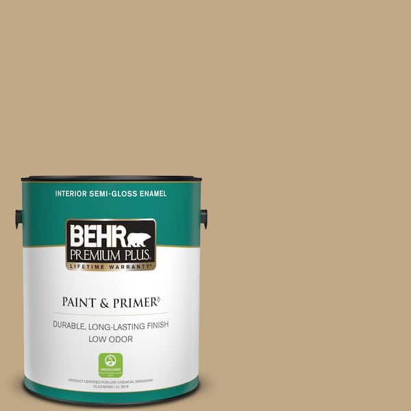 BEHR PREMIUM PLUS 1 gal. #T16-16 Symphony Gold Semi-Gloss Enamel Low Odor Interior Paint & Primer