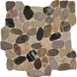 Mix River Rock 12 in. x 12 in. Textured Marble Floor and Wall Mosaic Tile (1 sq. ft. / each)