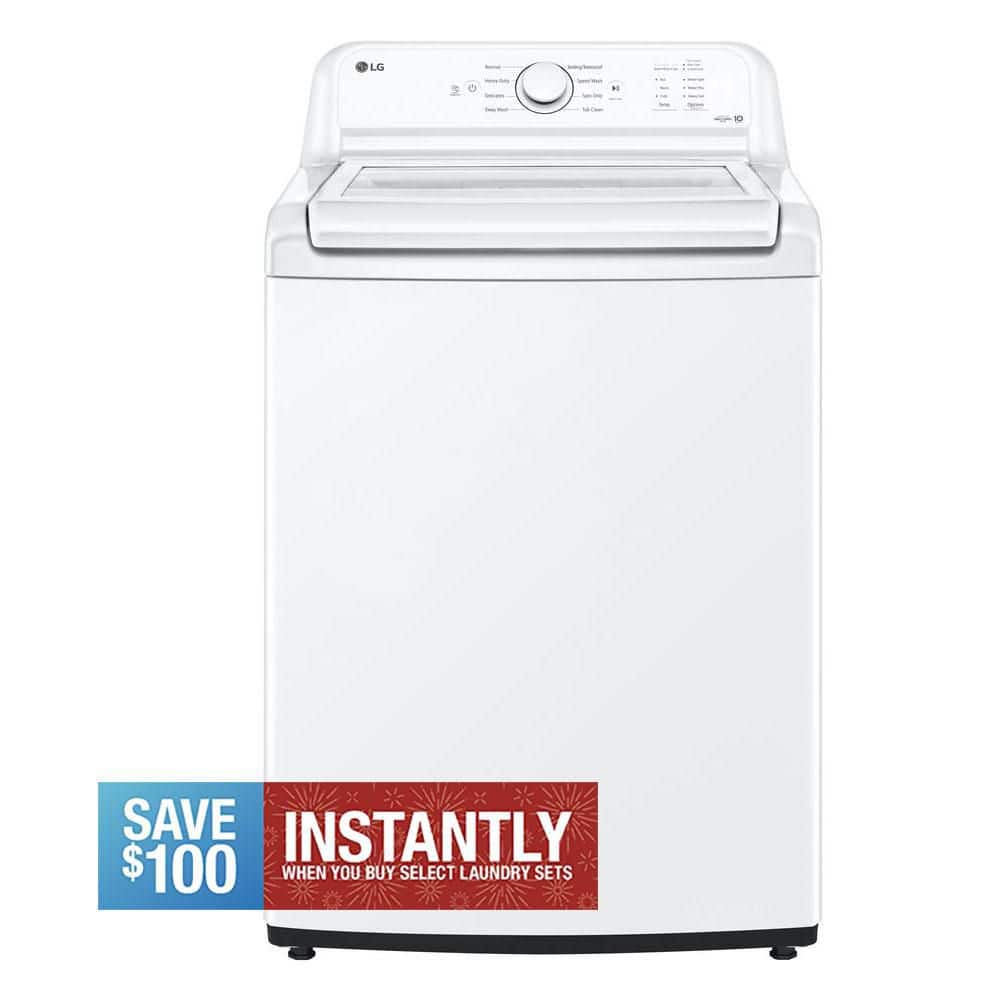 4.3 cu. ft. Top Load Washer in White with SlamProof Glass Lid, Impeller and True Balance Anti-Vibration