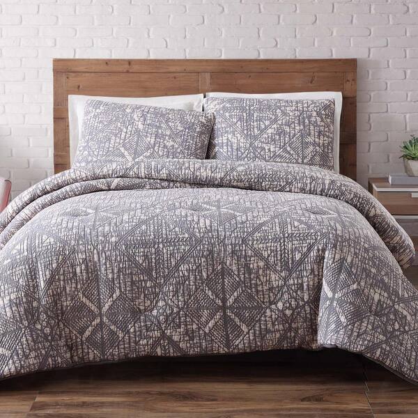 Brooklyn Loom Sand Washed Frost Gray 3-Piece Gray Full and Queen Comforter with 2 Shams