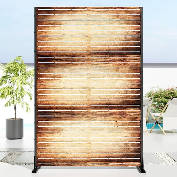 72 in. L x 47 in. W x 16 in. H Brown Outdoor Wood Grain Metal Galvanized Privacy Screen Fence Garden Panels