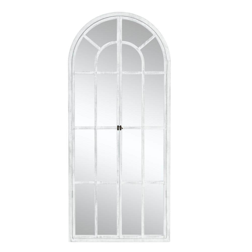 Rustic 31.5 in. W x 70.9 in. H Arched Wood Framed Full Length Mirror With O