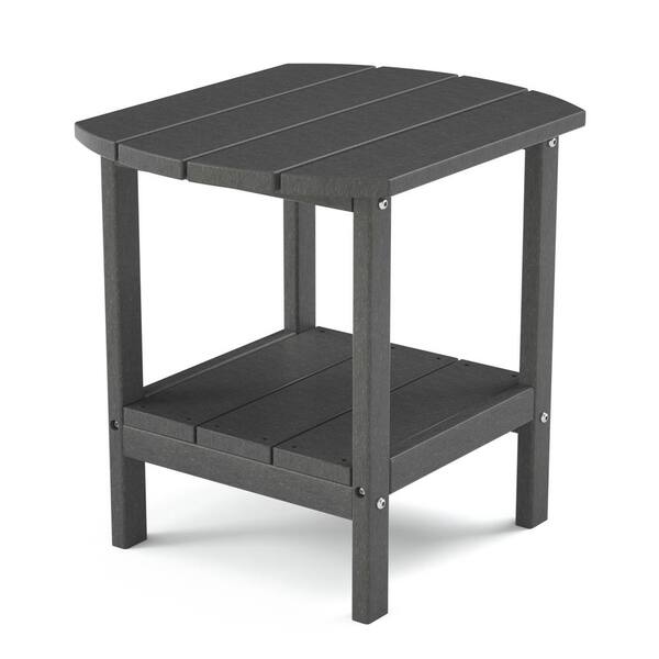 Cesicia Gray Plastic Outdoor Double Side Table with Weather Resistant ...