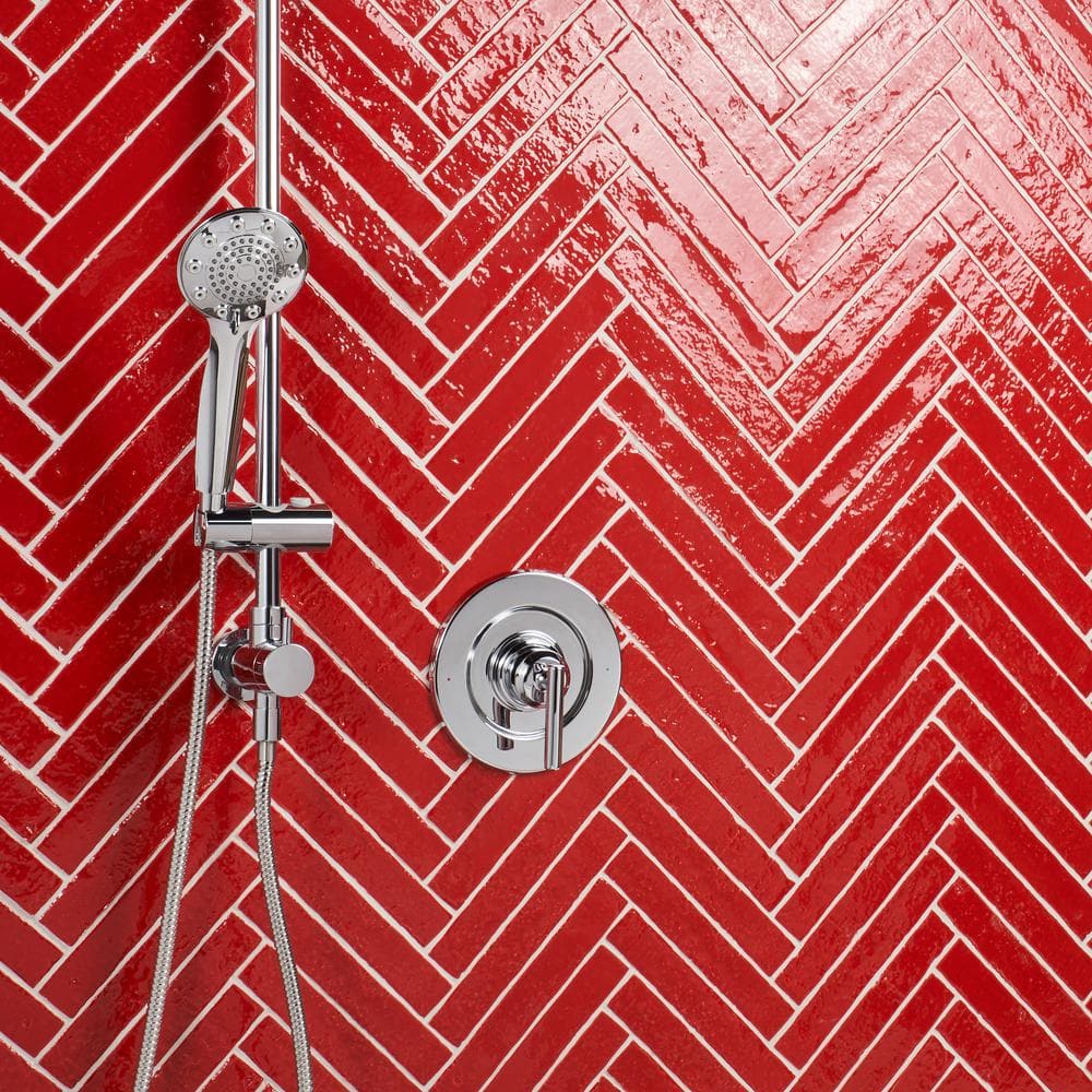 Crimson Red Glossy Ceramic Subway Wall Tile, 2-in x 9-in