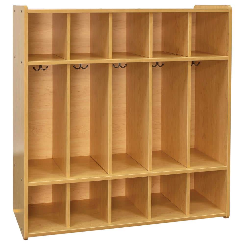 Maple 5-Section Preschool Floor Locker with Storage Cubbies