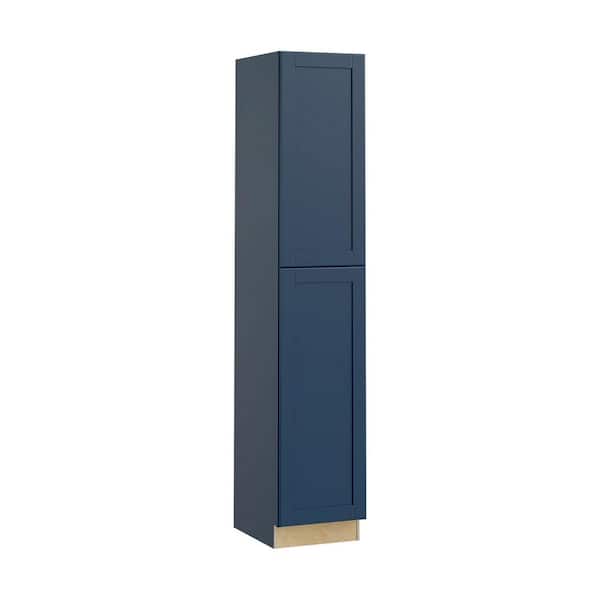 Contractor Express Cabinets Arlington 18 in. W. x 24 in. D x 96 in. H Vessel Blue Plywood Shaker Assembled Pantry Kitchen Cabinet Soft Close Left