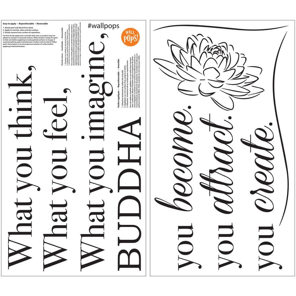 Inspiring Buddha Quote Black Wall Decal Set
