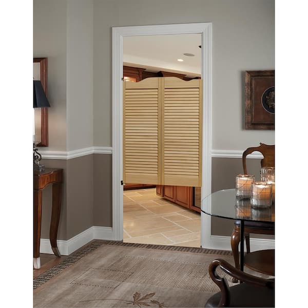 Pinecroft 24 In X 42 In Dixieland Louvered Unfinished Pine Wood Saloon Door 582442 The Home Depot