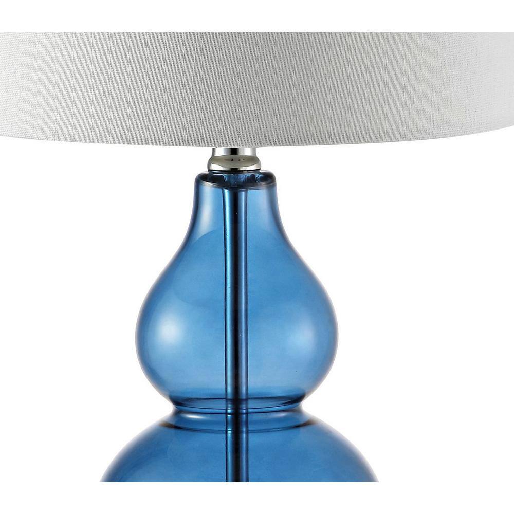 Dynamic Blue and Chrome Gourd Glass Table Lamp Set
