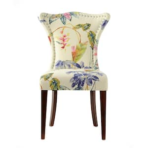 Paradise Glam Off-White/Floral Upholstered Dining Chair