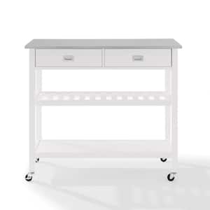 Chloe White with Stainless Steel Top Kitchen Island