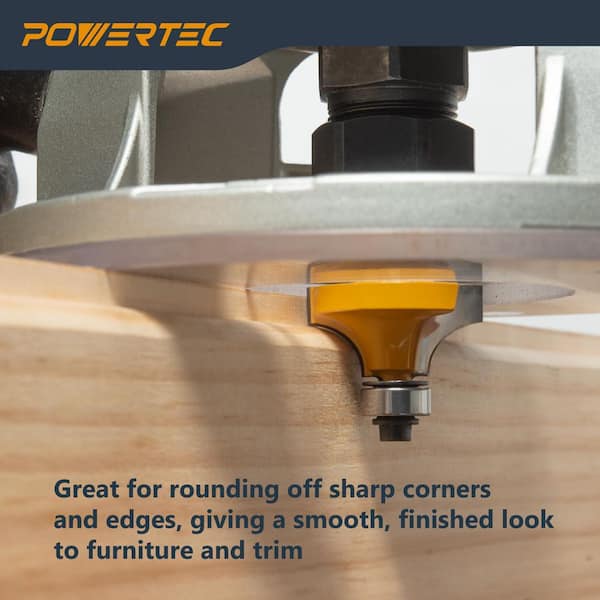 R3/8 in. Tungsten Carbide Roundover Router Bit, 1-1/4 in. Cutting Diameter, 1/2 in. Shank, 5/8 in. Depth (2-Pack)