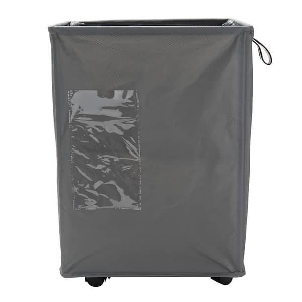 Mind Reader 65 L Grey Metallic Rolling Laundry Hamper with Wheels, Dirty Clothes Storage