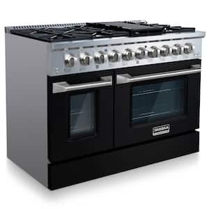 Professional Series 48 in., 8-Burners, Freestanding, 6.7 cu. ft. Double Oven Gas Range with Griddle in Matte Black