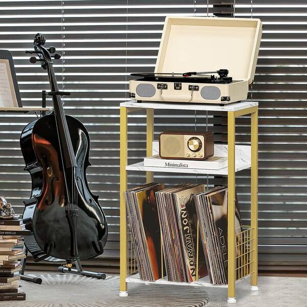 Angel Sar 3-Tier Metal Small Side Table with Storage Shelf for