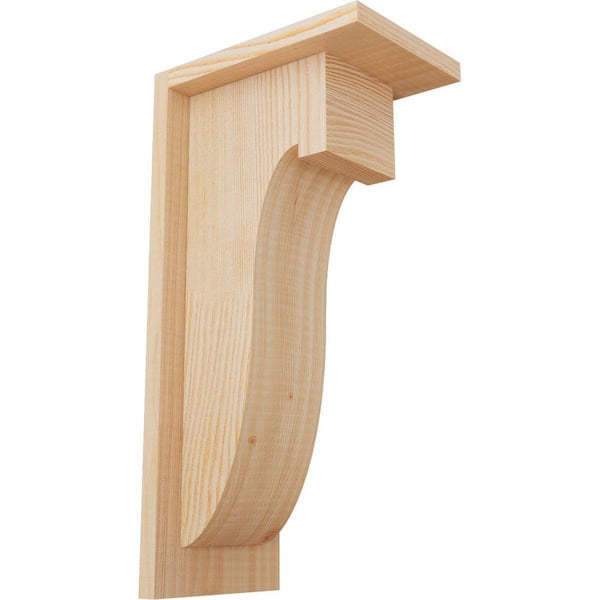 Ekena Millwork 5-1/2 in. x 8 in. x 16 in. Douglas Fir Del Monte Smooth Corbel with Backplate