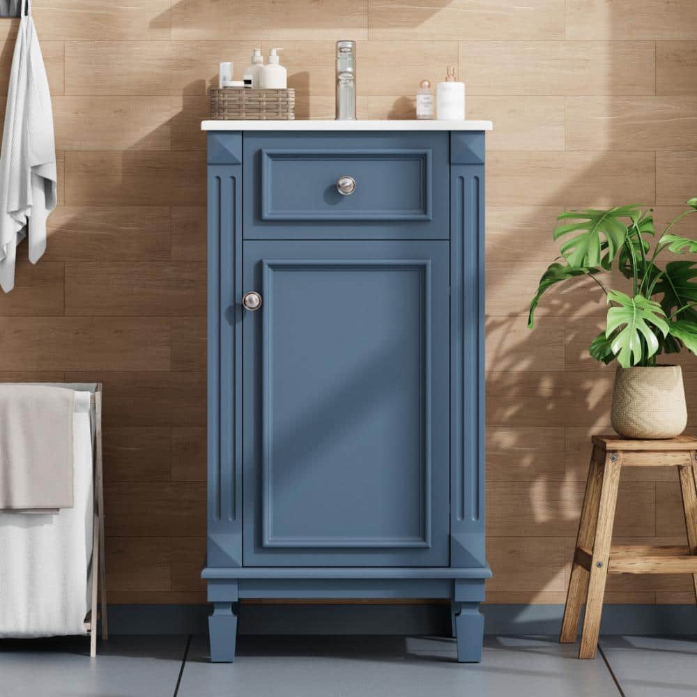 18 in. Freestanding Blue Bath Vanity with White Ceramic Top, Adjustable Shelf, Soft Close, Unassembled price history on PriceWatchPro