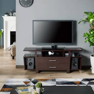 Citron 60 in. Espresso TV Stand with 2-Drawer Fits TVs Up to 66 in. with Cable Management