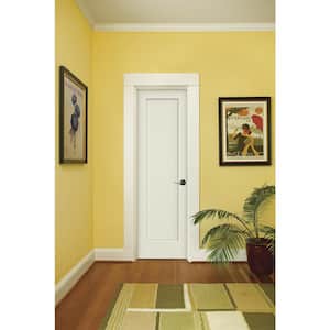 24 in. x 80 in. Madison White Painted Left-Hand Smooth Solid Core Molded Composite MDF Single Prehung Interior Door
