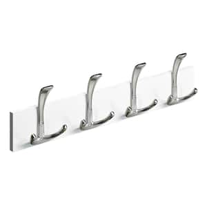 19.6 in. White and Stainless Steel 4 Triple Hook Rail