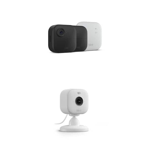 Outdoor 4 XR Wireless Security Camera System with 2-Cameras and Sync Module XR, Black and Mini 2 Camera, White (1-Pack)
