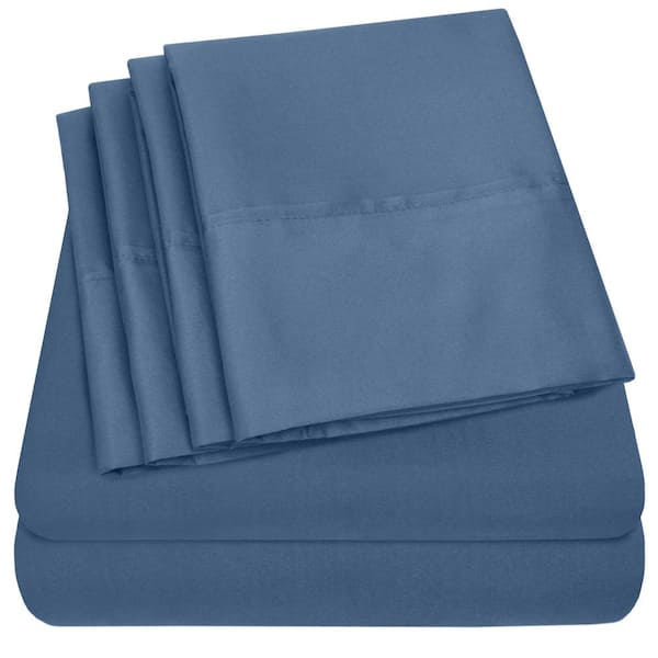 Sweet Home Collection 1500-Supreme Series 6-Piece Denim Solid Color Microfiber RV Queen Sheet Set