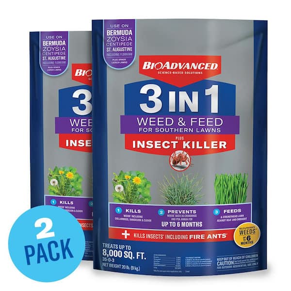 20 lbs. 3-in-1 Weed and Feed for Southern Dry Lawns Fertilizer Plus Insect Killer (2-Pack)