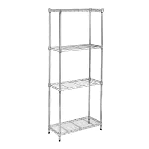 Honey Can Do Steel 24 in. W x 56 in. H x 10 in. D 4-Tier Space Saving Garage Storage Shelving Unit, Chrome