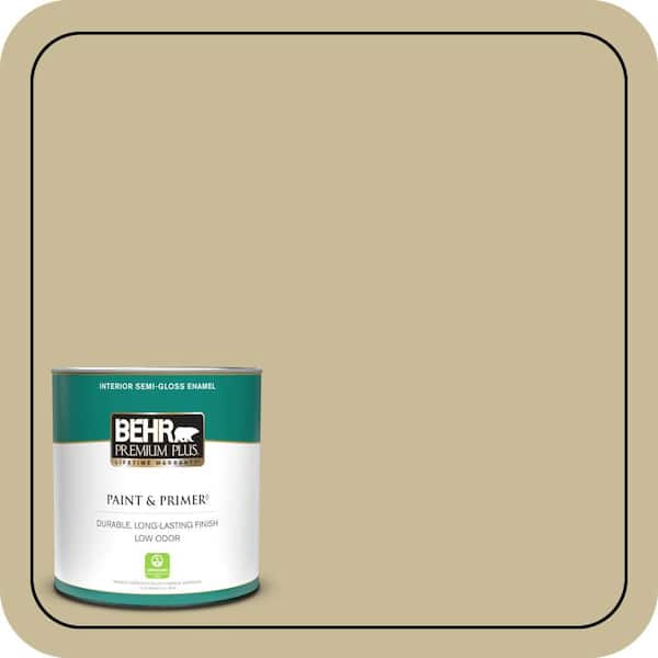BEHR PREMIUM PLUS 1 qt. #PPU8-09 Tea Bag Semi-Gloss Enamel Low Odor Interior Paint & Primer