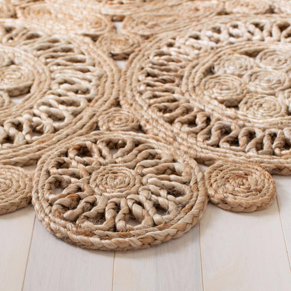 Natural Jute Hand-Woven Round Boho Area Rug