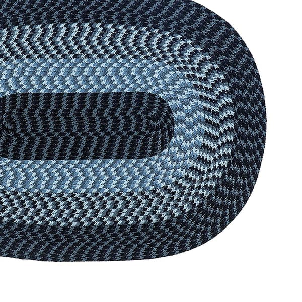 Alpine Collection 3-Piece Navy Stripe Braided Rug Set - (36" x 54" : 18" x 54" : 18" x 28")