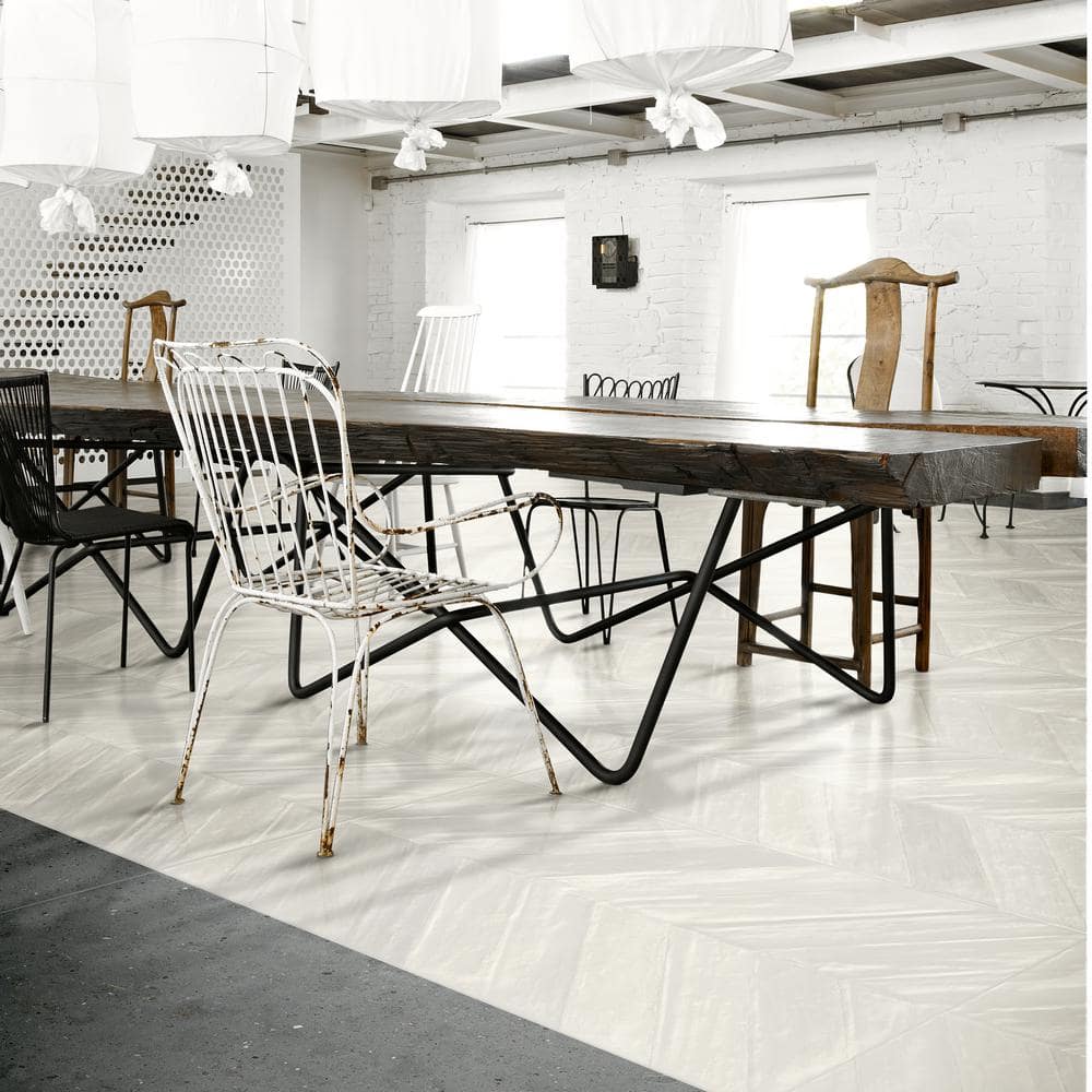 Nord 24" x 48" White Porcelain Stone Look Tile