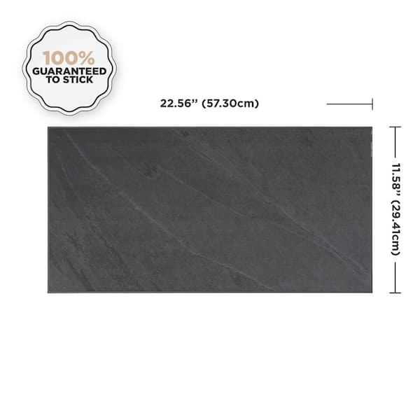 Blok Slate Black 22.56 in. x 11.58 in. Vinyl Peel and Stick Tile (3.57 sq. ft./ 2-pack)