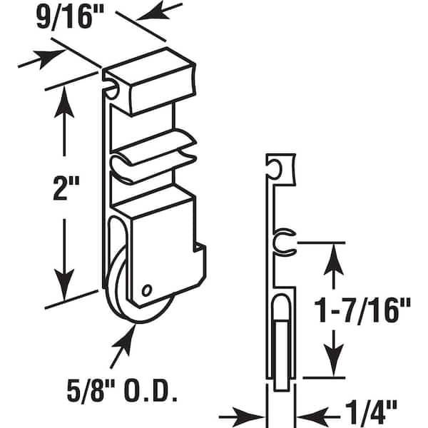 International Series, Sliding Window Roller Assembly, Flat Steel Ball Bearing Wheel