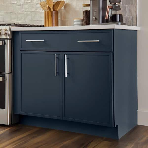 Leyton 30 in. W x 24 in. D x 34.5 in. H Ready to Assemble Plywood Slim Shaker Base Kitchen Cabinet in Ink Blue