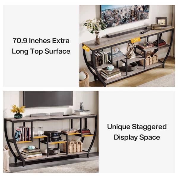 TRIBESIGNS WAY TO ORIGIN Tabor 70.9 in. Gray Wood TV Stand Fits