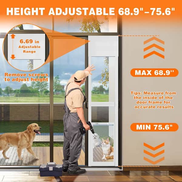 ABORON Dog Door for Sliding Glass Door with Lock Adjustable Height