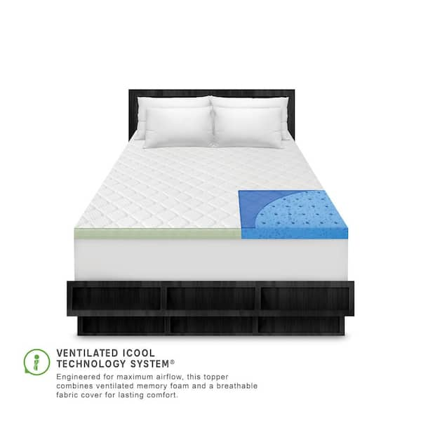 Emolli 3 inch Memory Foam Mattress Topper Full Size with Removable Bamboo Cover - Gel Infused High Density Cooling Bed Pad