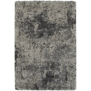 Hazel Grey/Charcoal 4 ft. x 6 ft. Abstract Shag Area Rug