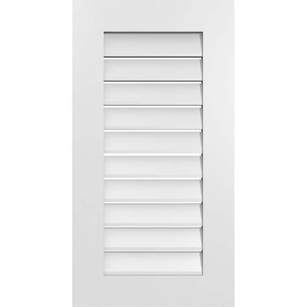 Ekena Millwork 18 in. x 34 in. Vertical Surface Mount PVC Gable Vent: Functional with Standard Frame