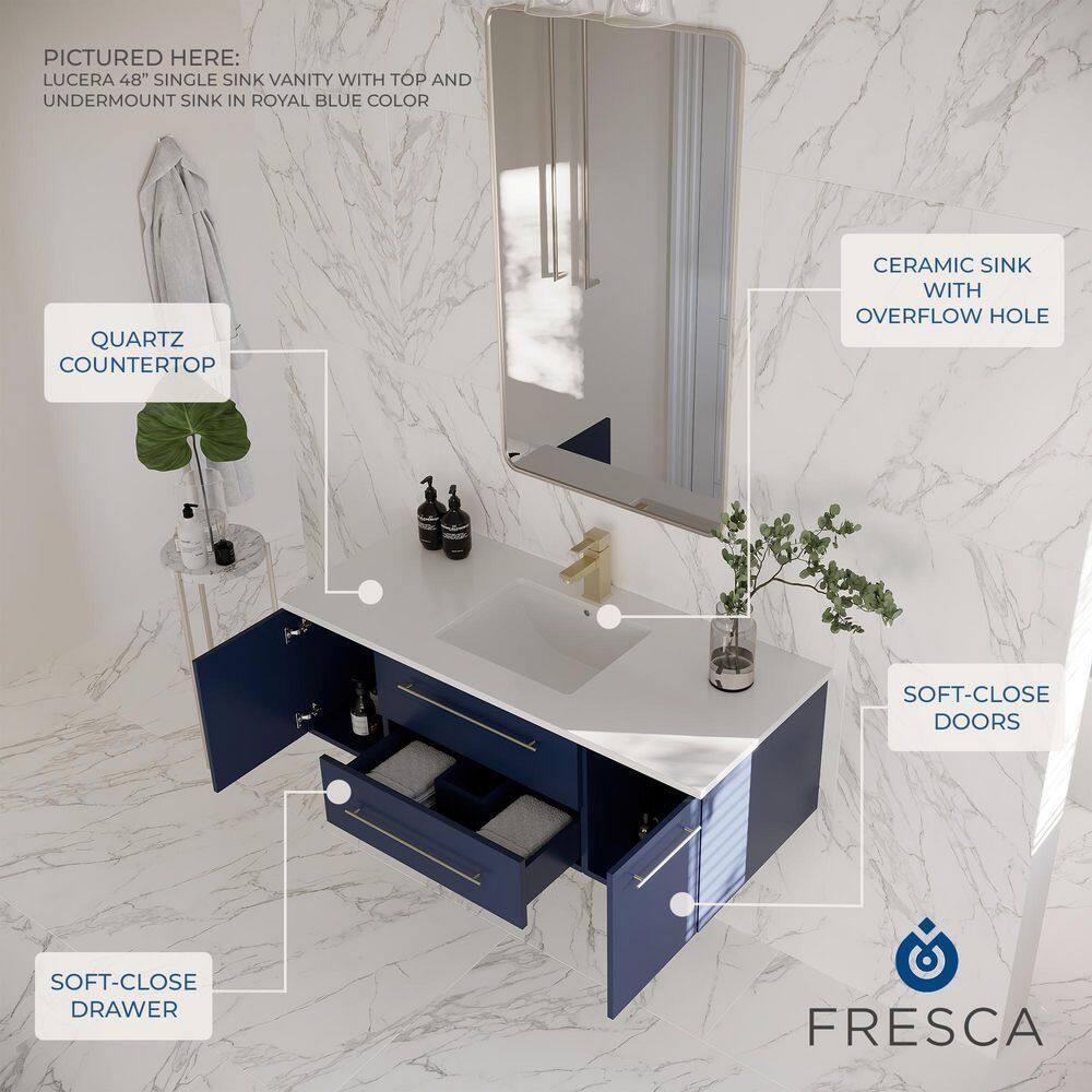 Lucera 24" Gray Quartz Stone Wall Mount Vanity with Vessel Sink
