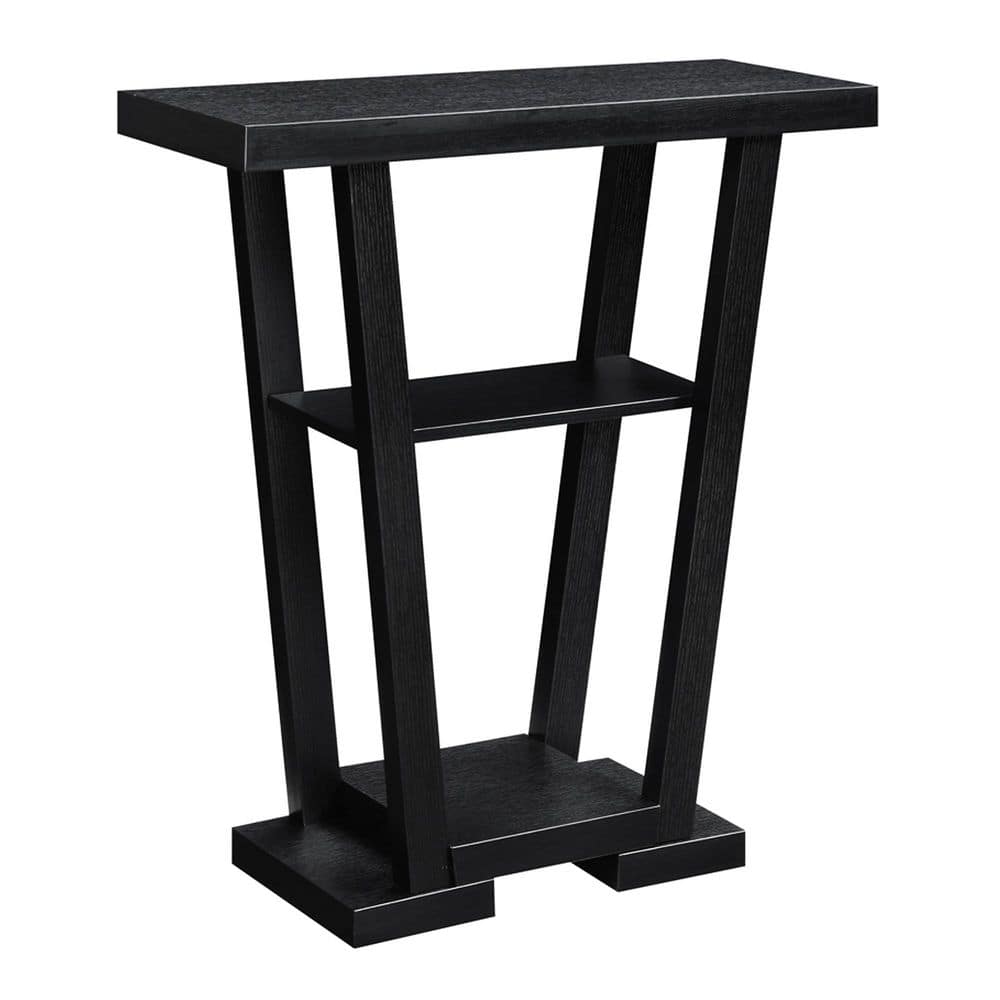 Newport V Sleek Black Console Table with Glass Shelves