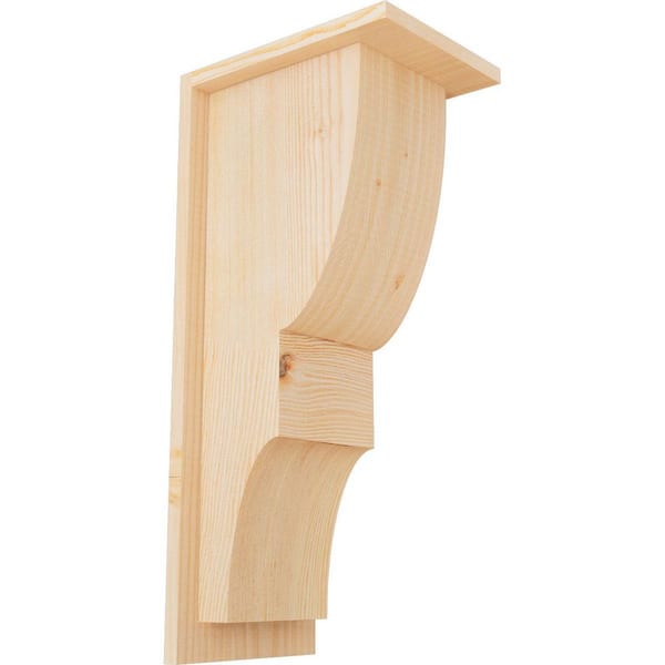 Ekena Millwork 7-1/2 in. x 10 in. x 22 in. Douglas Fir Ridgewood Smooth Corbel with Backplate